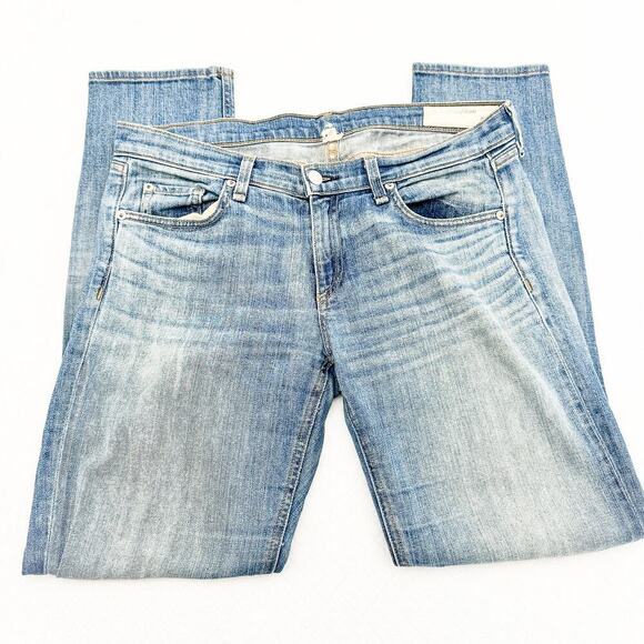 Rag & Bone The Dre Ripped Distressed Golden Wash Denim Jeans Slim Fit Size 27 - Picture 4 of 8